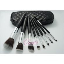 PU Bag Black Synthetic Cosmetic Makeup Brush Set 8 Pieces